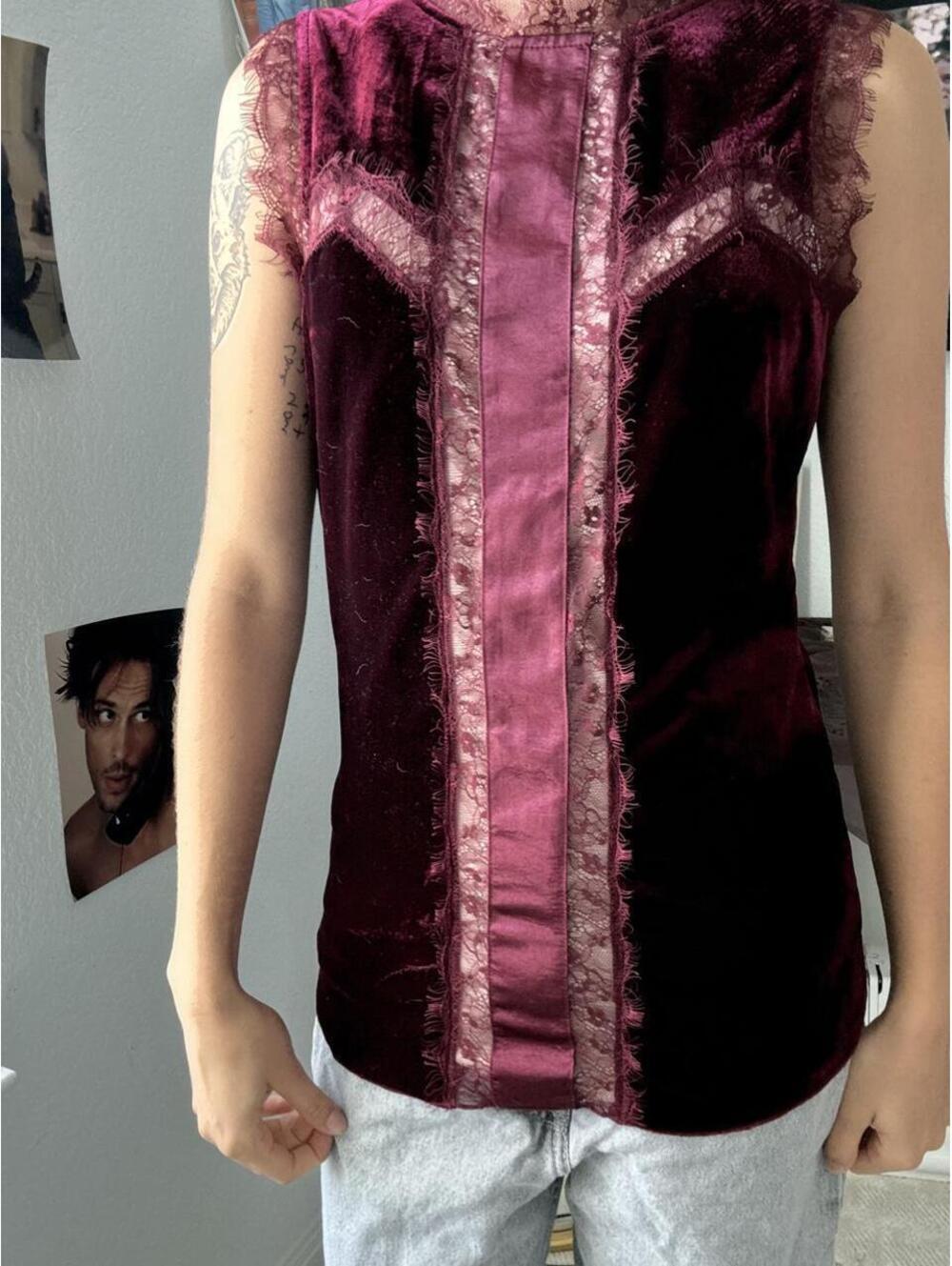 DKNY Women's Burgundy and Purple Gilet